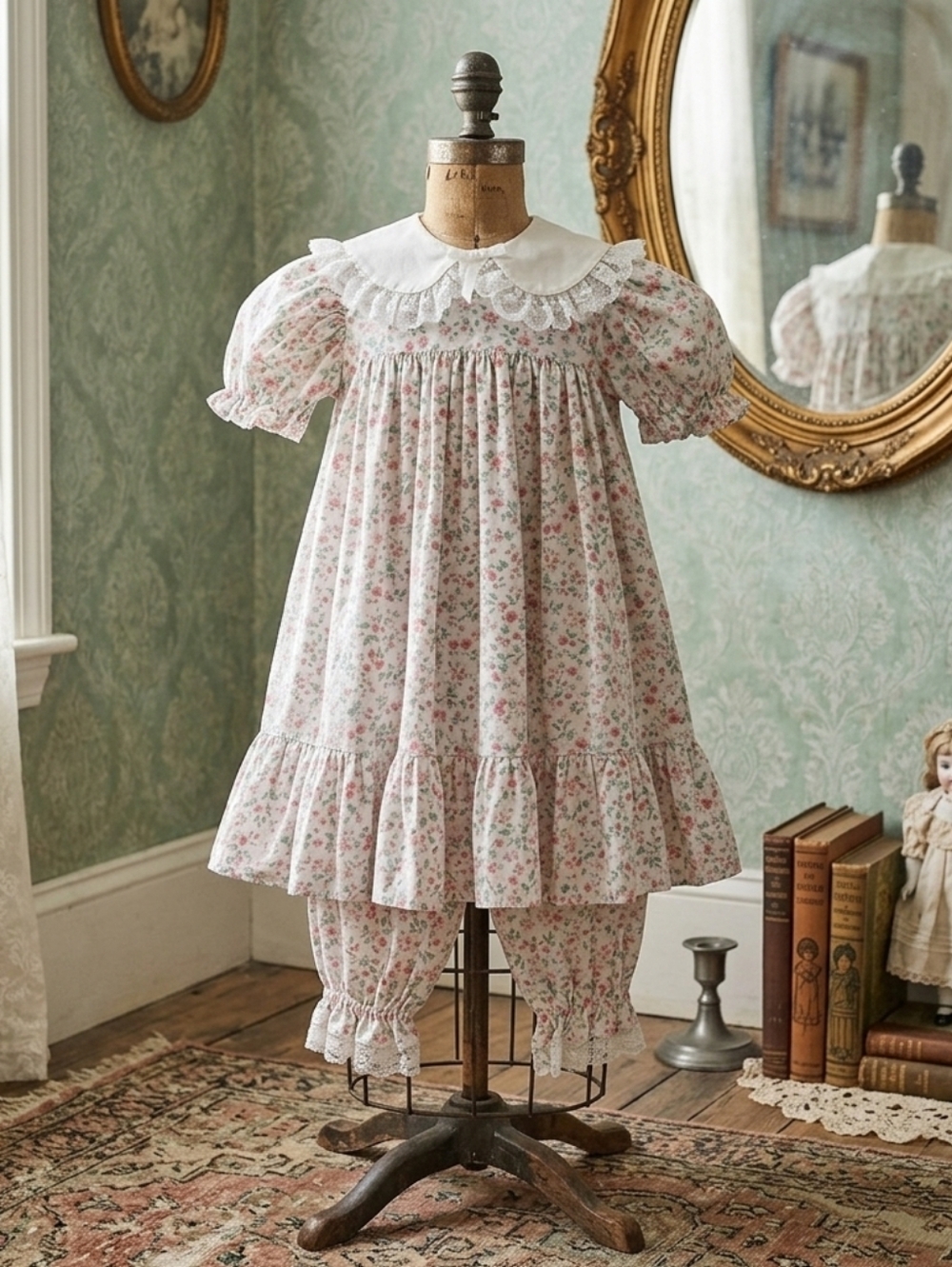 Vintage Mini World Prairie Dress & Bloomers Set Size 6 USA | 90s Floral
